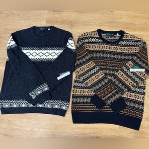Lot of 2 new with tags men’s paisley & gray Nordic sweaters large - great gift!